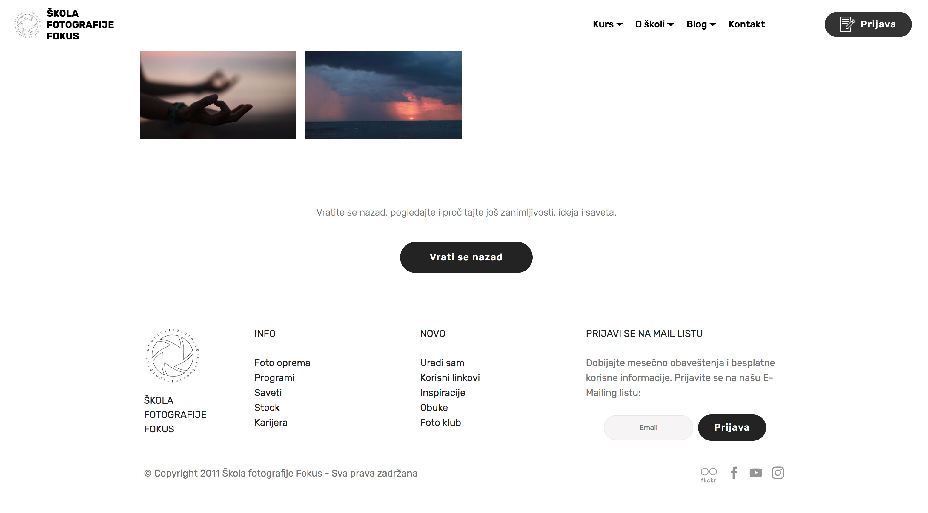 Web dizajn - Sajt Škole fotografije Fokus